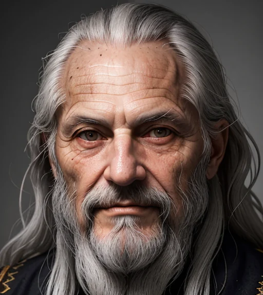 A generated photoreal frontal portrait of an older man
