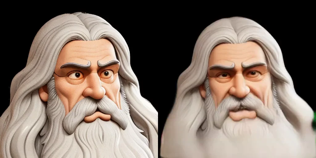 The cartoon source beside its GAGAvatar 3D reconstruction in a neutral pose