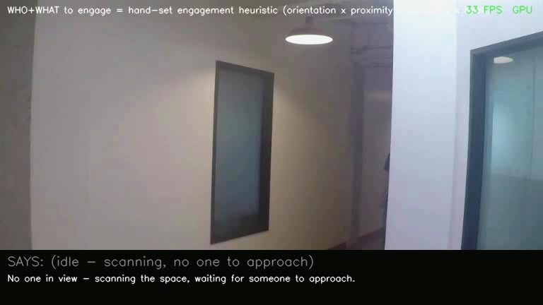 The system running with an empty space in view, waiting with no one to approach